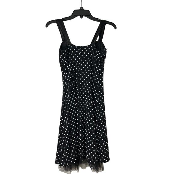 My Michelle Y2K Black White Polka Dot Mini Dress Milkmaid Retro Pin Up Small - Picture 3 of 14
